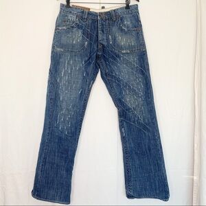 TOXIC FISH UK Distressed Bootcut Jeans Sz. 32x32